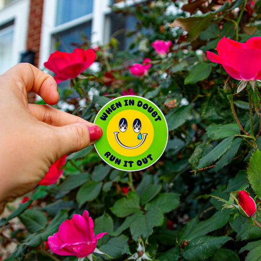 Run it out round sticker