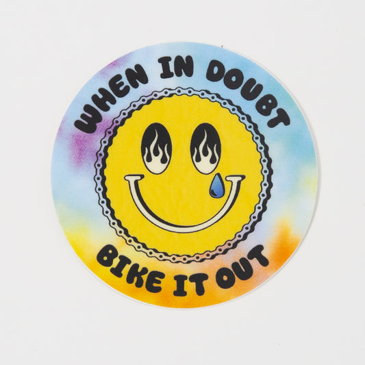 Bike it Out Smiley Mental Health Round Vinyl Sticker