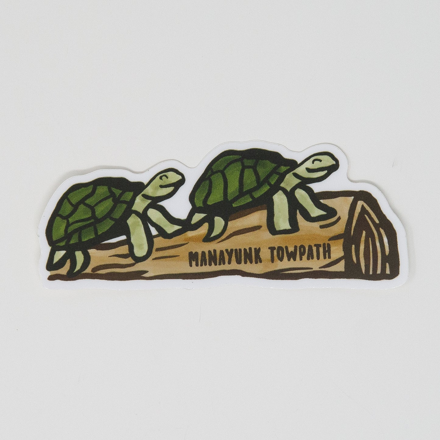 Manayunk Towpath Turtle on Log Vinyl Sticker