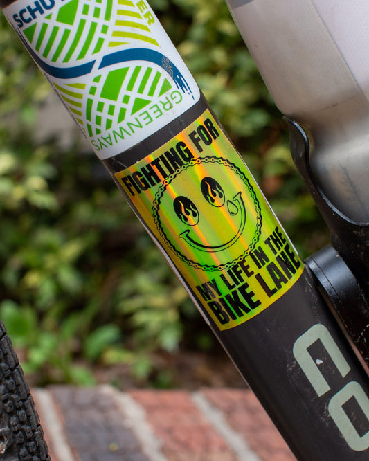 Fighting for my Life in the Bike Lane Smiley Face Sticker