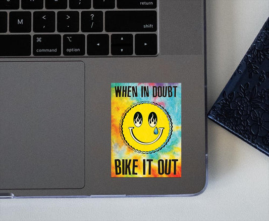 Biking It Out Sticker
